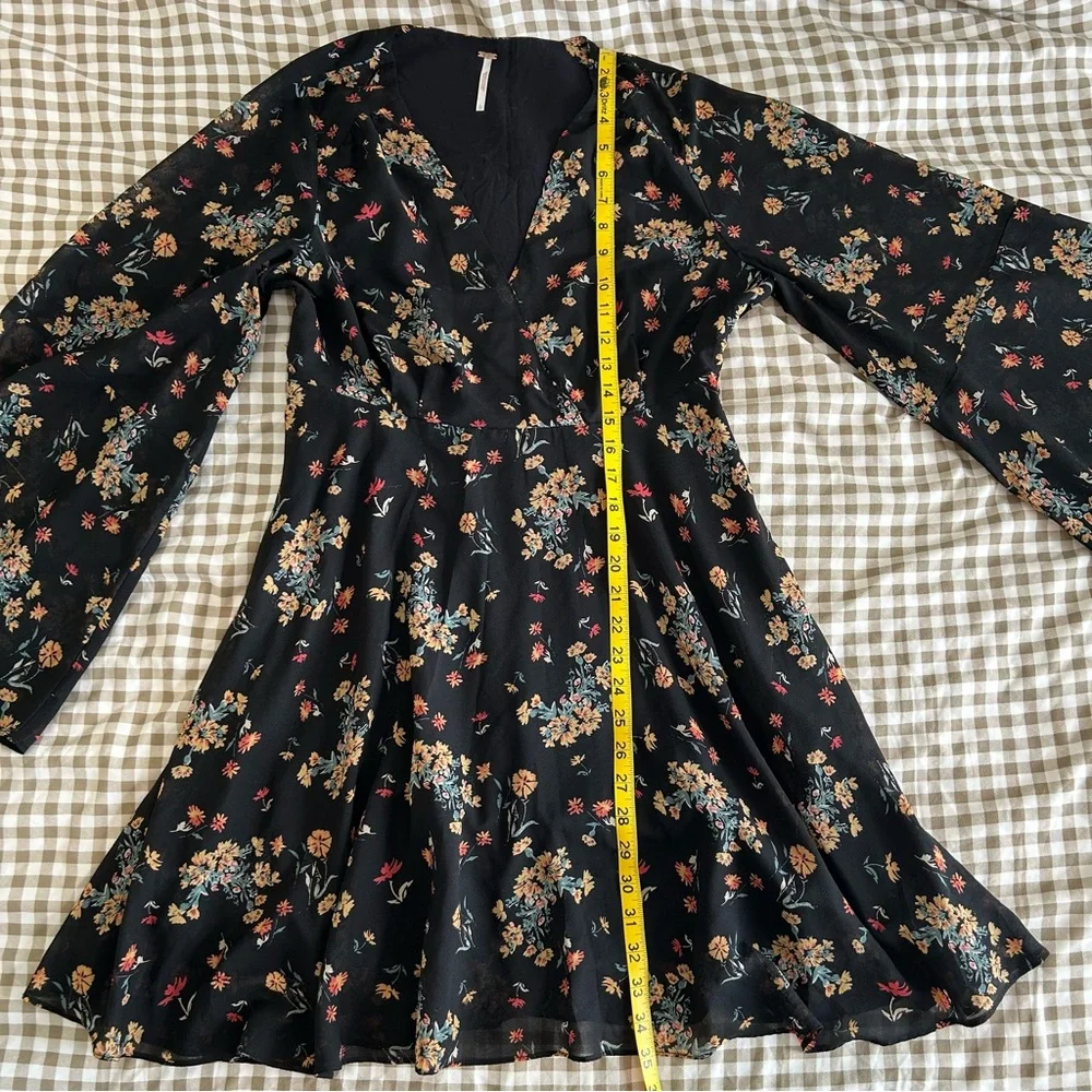 Free People Lilou Floral Bell Sleeve Mini Dress | Size L - Picture 11 of 15